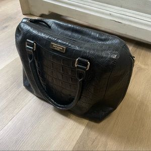 Kate Spade Chambers Street Sloan Black Crocodile Pattern Leather Satchel
